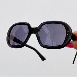 Ann Taylor Classic Black Rectangle Sunglasses with Case